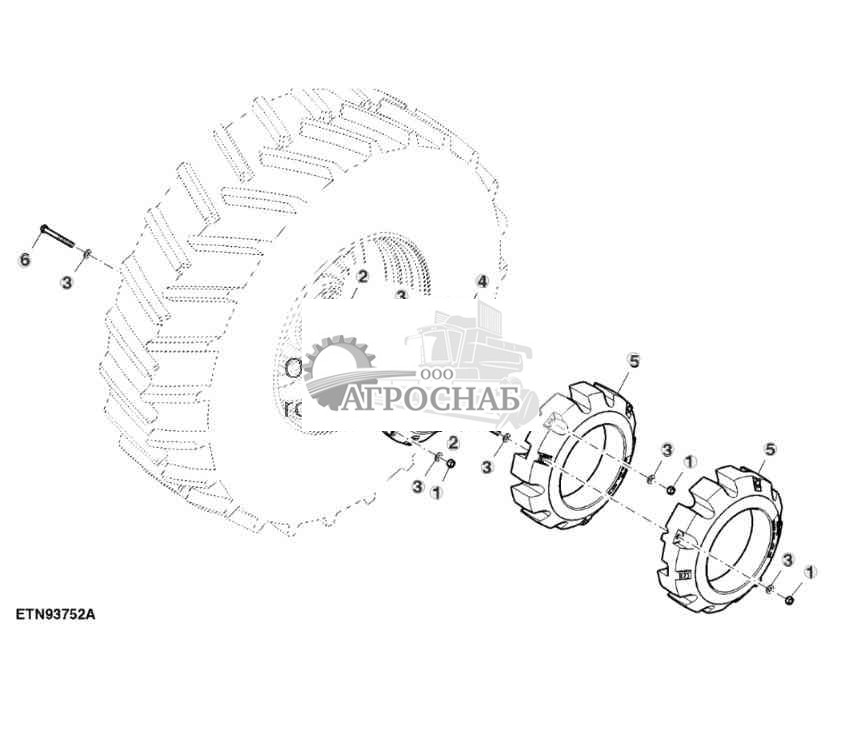 Грузы, литое заднее колесо, 72 и 2 X 205 кг, внешние, показана левая сторона 